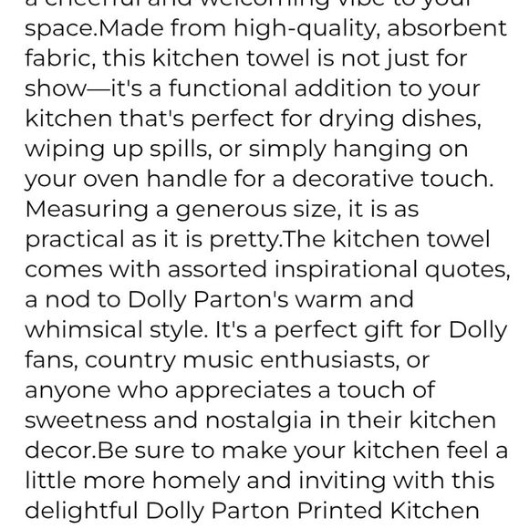 Dolly Parton Floral Guitar Print Kitchen Towel- Set Of 2 - Picture 5 of 7